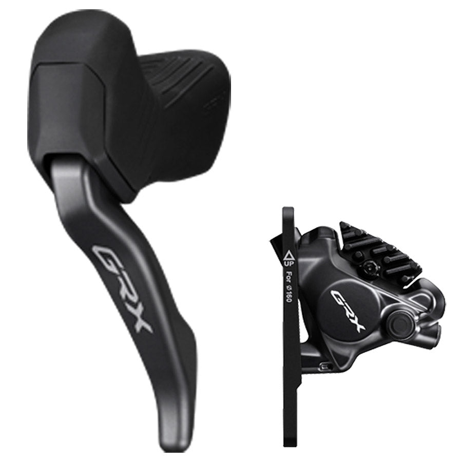 Shimano, GRX Di2 ST-RX825 / BR-RX820, Road Hydraulic Disc Brake, Front, Flat mount, 140 or 160mm (not included), 146g, Black, IRX8251DLF6SC100A