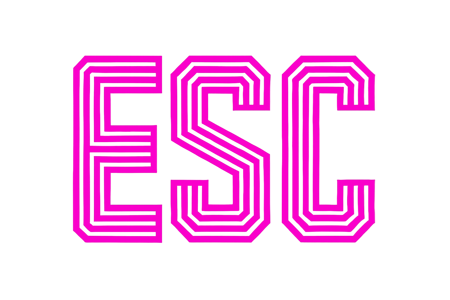 the word ESC in google font monoton in magenta