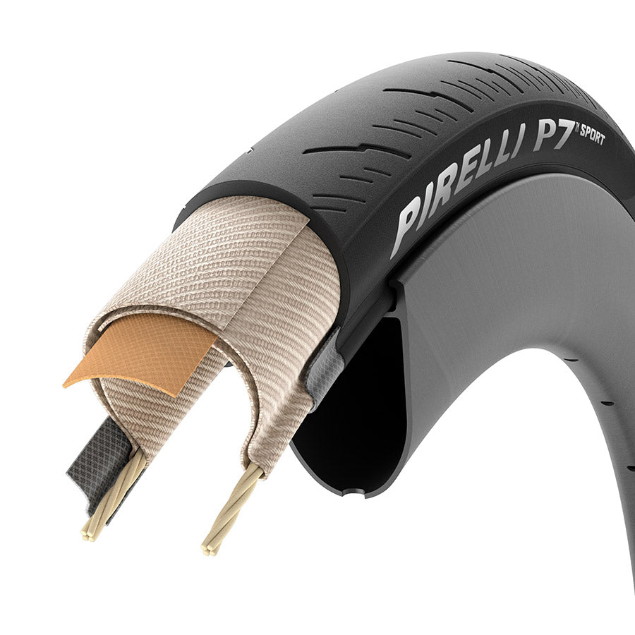 Pirelli, P7 Sport, Road Tire, 700x35C, Folding, Clincher, PRO, TechBELT, 60, Black