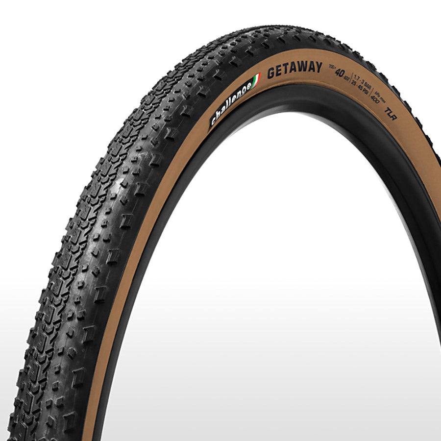 Challenge, Getaway Race V-TLR, Gravel Tire, 700x40C, Folding, Tubeless Ready, SMART-V, PPS, 120TPI, Tanwall