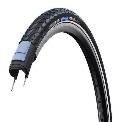 Schwalbe, Marathon Racer, Hybrid Tire, 20''x1.50, Wire, Clincher, Addix Green, RaceGuard, Reflex, 67TPI, Black