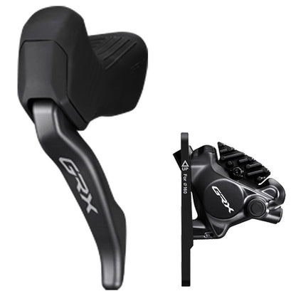 Shimano, GRX Di2 ST-RX825 / BR-RX820, Road Hydraulic Disc Brake, Front, Flat mount, 140 or 160mm (not included), 146g, Black, IRX8251DLF6SC100A