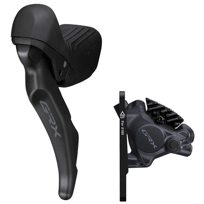 Shimano, GRX ST-RX610/BL-RX610/BR-RX410, Road Hydraulic Disc Brake, Front, Flat mount, 160mm (not included), Black, IRX6103DLF6SC100A