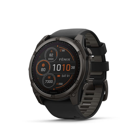 Garmin, fenix 8 Solar Sapphire 51mm, Watch, Watch Color: Grey, Wristband: Black/ Pebble Gray - Silicone
