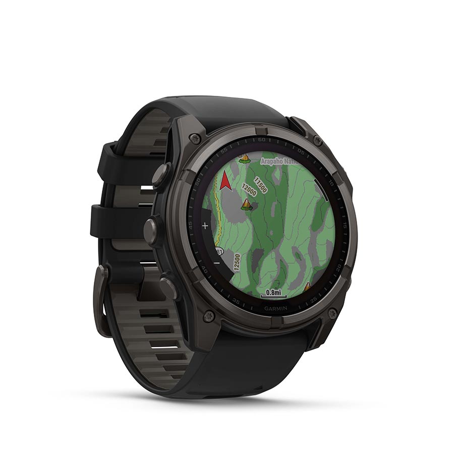 Garmin, fenix 8 Solar Sapphire 51mm, Watch, Watch Color: Grey, Wristband: Black/ Pebble Gray - Silicone