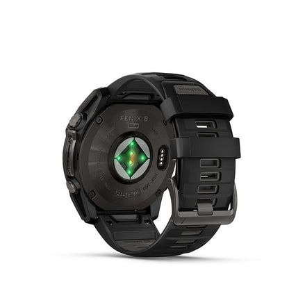 Garmin, fenix 8 Solar Sapphire 51mm, Watch, Watch Color: Grey, Wristband: Black/ Pebble Gray - Silicone
