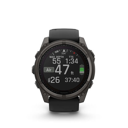 Garmin, fenix 8 Solar Sapphire 51mm, Watch, Watch Color: Grey, Wristband: Black/ Pebble Gray - Silicone
