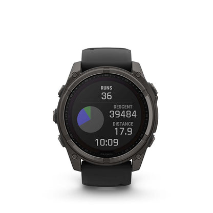 Garmin, fenix 8 Solar Sapphire 51mm, Watch, Watch Color: Grey, Wristband: Black/ Pebble Gray - Silicone