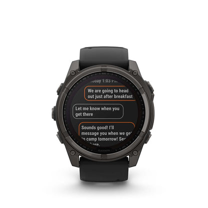 Garmin, fenix 8 Solar Sapphire 51mm, Watch, Watch Color: Grey, Wristband: Black/ Pebble Gray - Silicone