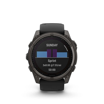 Garmin, fenix 8 Solar Sapphire 51mm, Watch, Watch Color: Grey, Wristband: Black/ Pebble Gray - Silicone