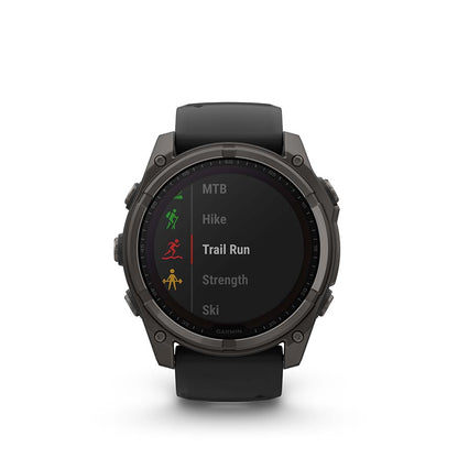 Garmin, fenix 8 Solar Sapphire 51mm, Watch, Watch Color: Grey, Wristband: Black/ Pebble Gray - Silicone