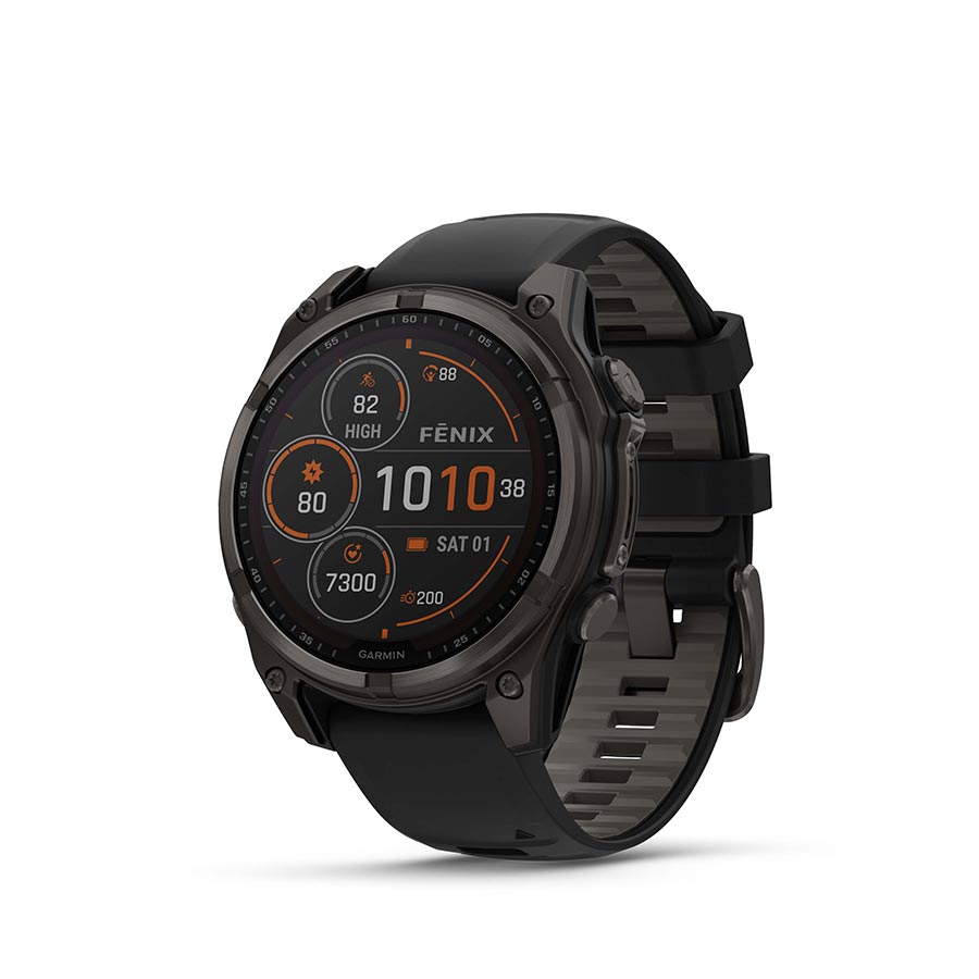 Garmin, fenix 8 Solar Sapphire 47mm, Watch, Watch Color: Grey, Wristband: Black/ Pebble Gray - Silicone