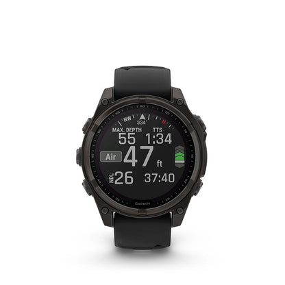 Garmin, fenix 8 Solar Sapphire 47mm, Watch, Watch Color: Grey, Wristband: Black/ Pebble Gray - Silicone