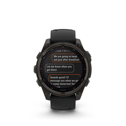 Garmin, fenix 8 Solar Sapphire 47mm, Watch, Watch Color: Grey, Wristband: Black/ Pebble Gray - Silicone