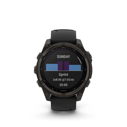 Garmin, fenix 8 Solar Sapphire 47mm, Watch, Watch Color: Grey, Wristband: Black/ Pebble Gray - Silicone