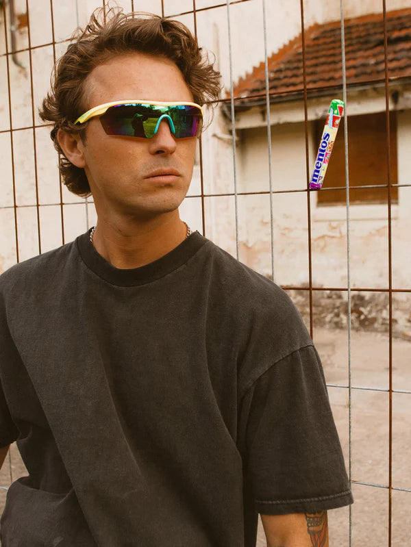 Volcom Download Sunglasses Gloss Yellow/Aqua/Rainbow Mirror