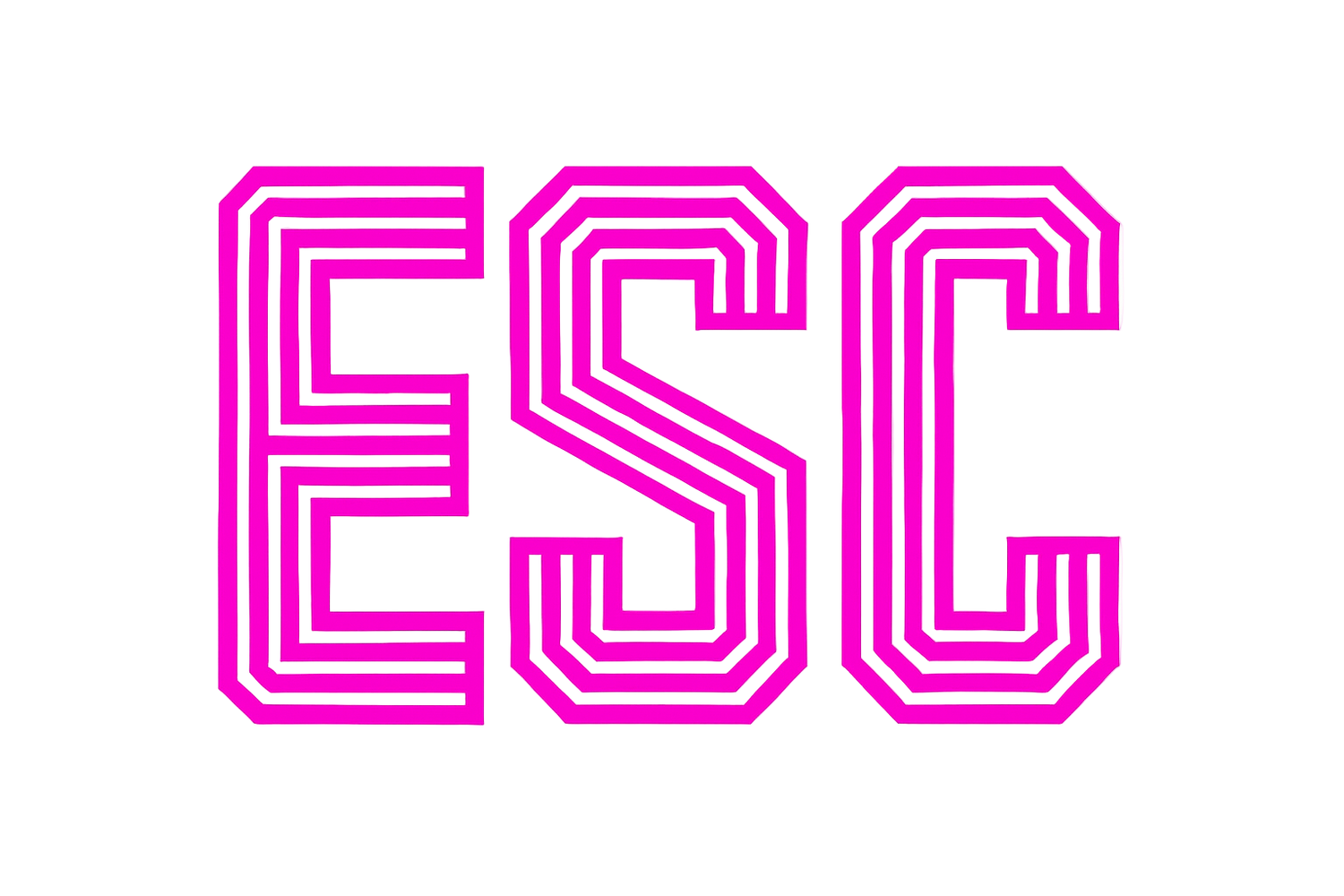 the word ESC in google font monoton in magenta