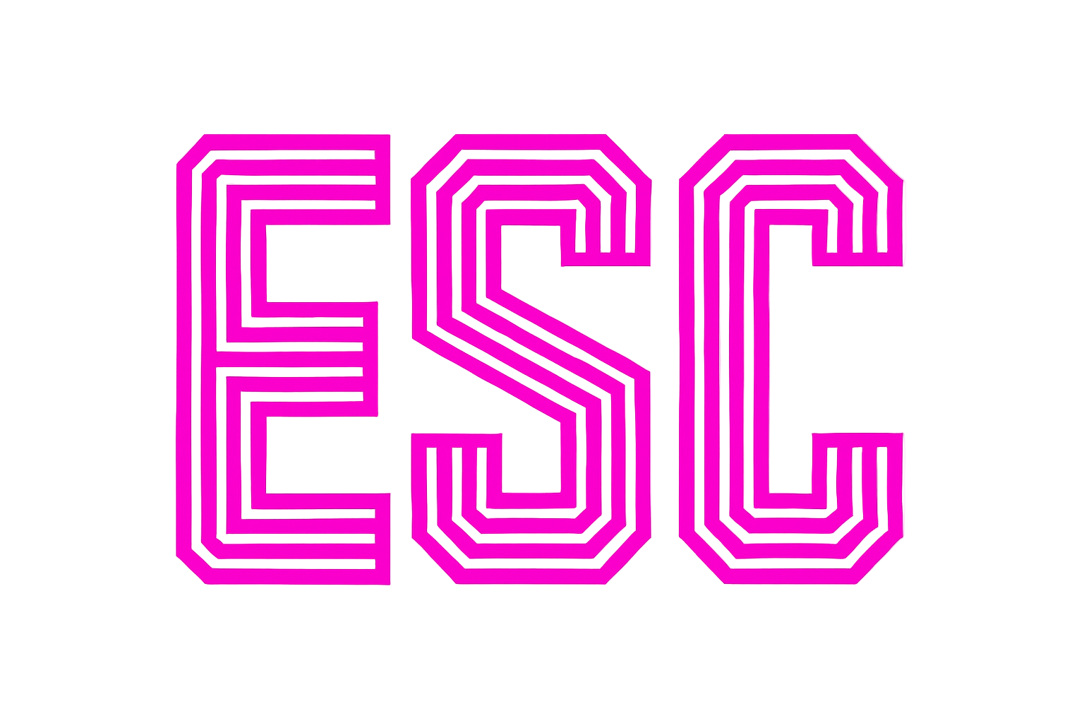 the word ESC in google font monoton in magenta