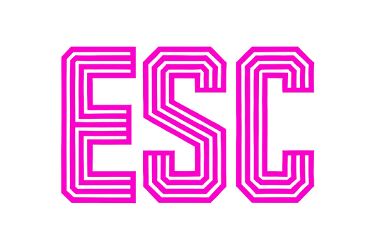 the word ESC in google font monoton in magenta