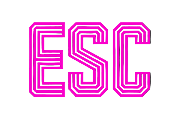 the word ESC in google font monoton in magenta